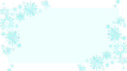 アイスブルーのスノーフレークの、冬らしいフレーム