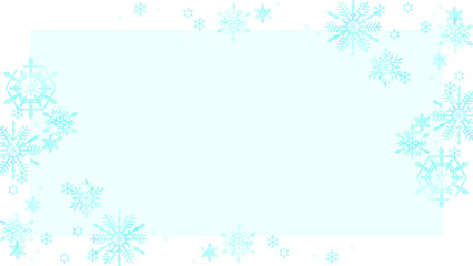 アイスブルーのスノーフレークの、冬らしいフレーム