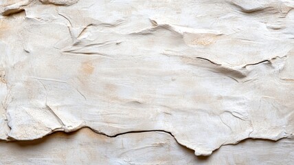 Detailed close-up of textured white plaster wall with cracks and uneven surfaces