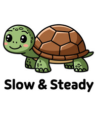 Slow and study funny turtle