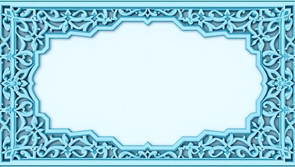 Elegant Blue Ornate Frame Design With Floral Motifs