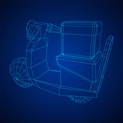 Delivery scooter for lifestyle design courier. Business express delivery concept. Wireframe low poly mesh vector illustration