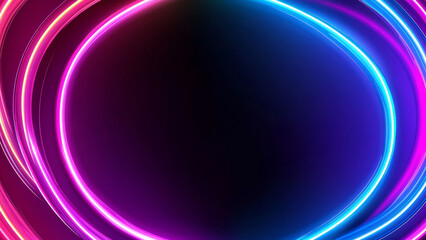 Neon Circle Glowing in a Dark Space with Sparkling Particles