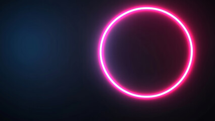 Obraz premium Neon Circle Glowing in a Dark Space with Sparkling Particles