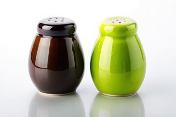 Black and white ceramic silhouette shakers, home décor essentials, showcased in minimalist photography on a white background.