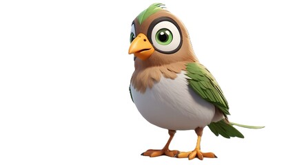 cartoon bird with green feathers 