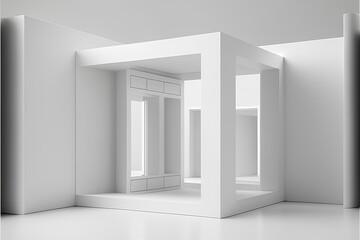 Abstract architecture background. Minimalistic interior design. 3d render