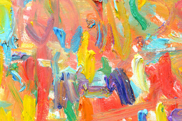 Color of lifes. Expressionist mood, texture Brush paint drawn vivid colorful oil on canvas