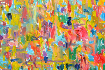 Color of lifes. Expressionist mood, texture Brush paint drawn vivid colorful oil on canvas