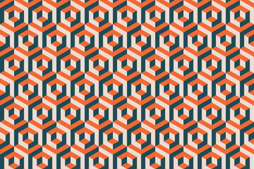 Hexagon abstract pattern background, hexagon geometric background, seamless hexagon abstract with retro colors