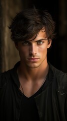 Fototapeta premium portrait of a model man beautiful and very beautiful facial features 