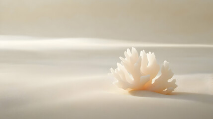 Fototapeta premium A delicate coral piece resting on a soft, neutral background, evoking tranquility and natural beauty.