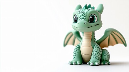 A playful green toy dragon perfect for children's rooms, party decorations, or imaginative play. Ideal for birthdays or events promoting creativity and fun.