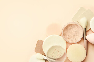 Varieties of brushes, applicators and sponges for basic make up	