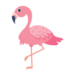 Pink flamingo standing gracefully on one leg in a playful cartoon style