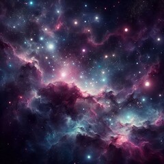 Obraz premium Distant Stars and Soft Nebulae in the Cosmic Abyss