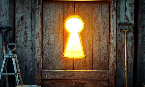 Glowing keyhole abstract
