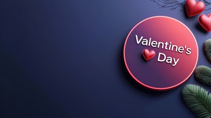 Modern gradient label with bold "Valentine Day" text in red and purple