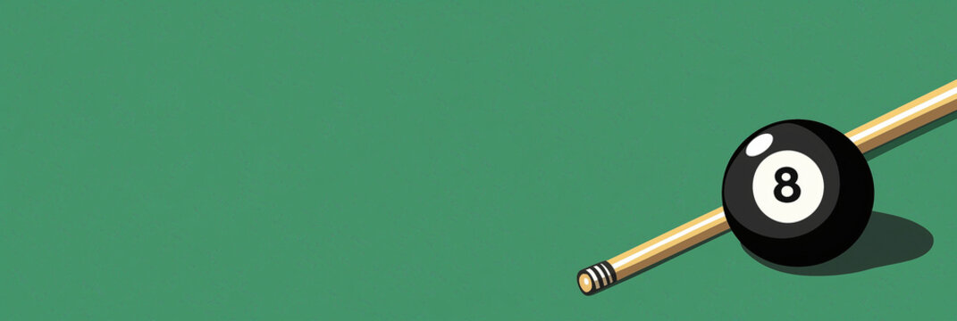 billiard ball and cue