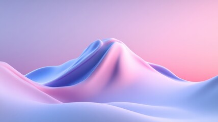 Abstract, smooth, pastel-colored mountain landscape with gradient sky