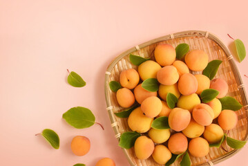Fresh ripe sweet apricots, summer or autumn farm harvest, healthy diet vegetarian food, selective focus