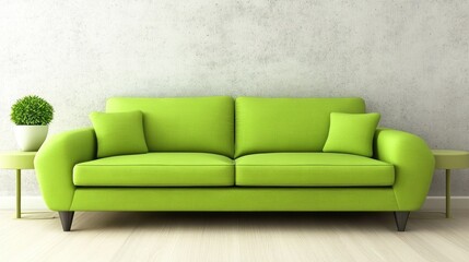 Lime green sofa in minimalist room.