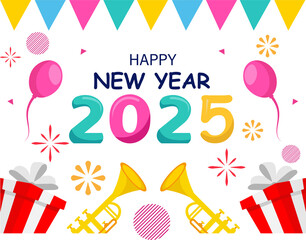 Happy new year 2025 vector designs. 