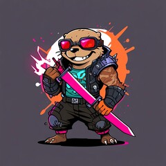 Cyberpunk Otter Samurai: A Futuristic Warrior