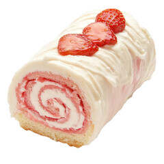 Delicious strawberry roll cake with creamy frosting and fresh strawberries
