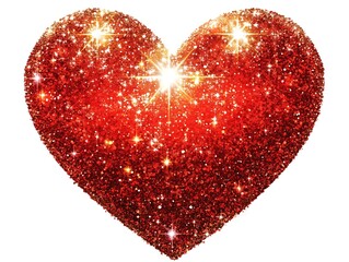 red love heart with sparkling isolated on white