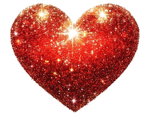 red love heart with sparkling isolated on white