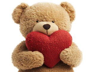 Obraz premium teddy bear holding love heart isolated on white