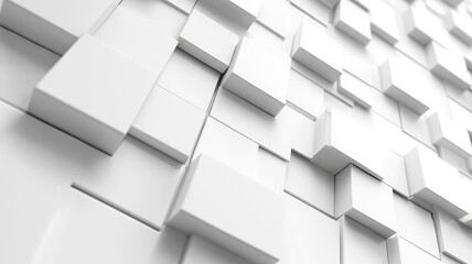 Abstract white 3D geometric cubes in random arrangement