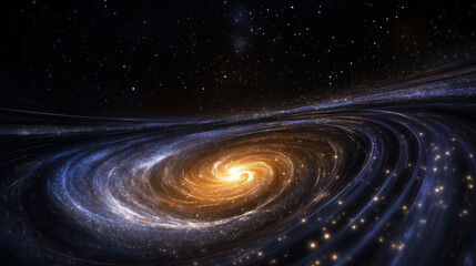 Fototapeta premium Artistic Depiction of the Cosmos as an Endless Expanse of Swirling Galaxies, with a Glowing River of Stars Flowing from a Radiant Core Representing the Origin of the Universe