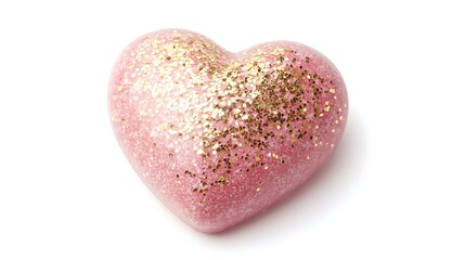 Obraz premium pink heart with golden glitter isolated on white