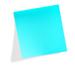 turquoise blank post it note with shadow on transparent background (png image)