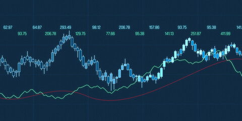 Chart and graph moving up and down, stock market and exchange data. Trading, business, market research, investment, finanical data and information. 3D illustration