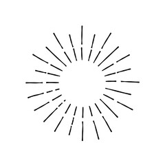 Fototapeta premium Vintage Sunburst. Wybuchające promienie słońca. Fajerwerk. Logotyp lub element projektu napisu. Promieniste promienie zachodzącego słońca. Ilustracja wektorowa.
