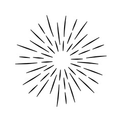 Fototapeta premium Vintage sunburst. Bursting sun rays. Firework. Logotype or lettering design element. Radial sunset beams. Vector illustration.