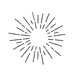 Vintage sunburst. Bursting sun rays. Firework. Logotype or lettering design element. Radial sunset beams. Vector illustration.