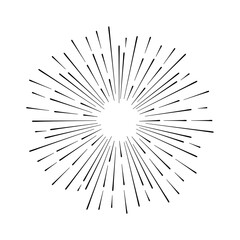 Obraz premium Vintage sunburst. Bursting sun rays. Firework. Logotype or lettering design element. Radial sunset beams. Vector illustration.