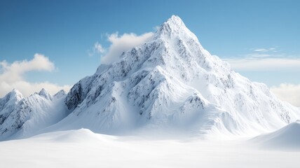 Snow-covered mountain peak under clear blue skies