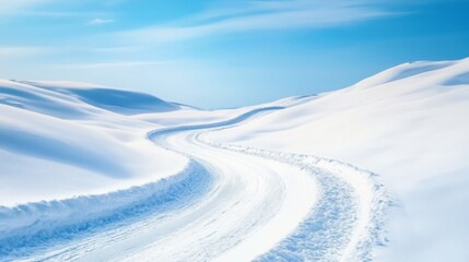 Snowy road, mountain road, winter vacation, snowdrifts, unexpected snowfall, snow in Europe, northern France