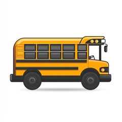 Yellow school bus with side view.