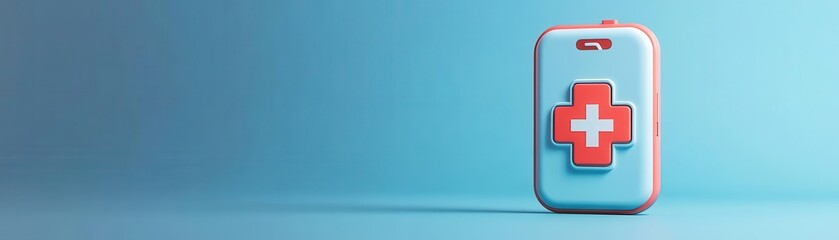 Obraz premium Mobile health records backup flat design side view security theme 3D render vivid