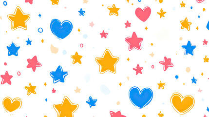 fun colorful line doodle seamless pattern. creative abstract style art symbol background for children or celebration design with basic shapes. simple childish scribble wallpaper print.