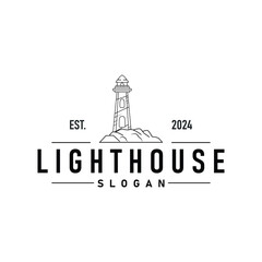 Lighthouse Logo, Sea Tower Vector, Template Design, Illustration Simple Minimalist