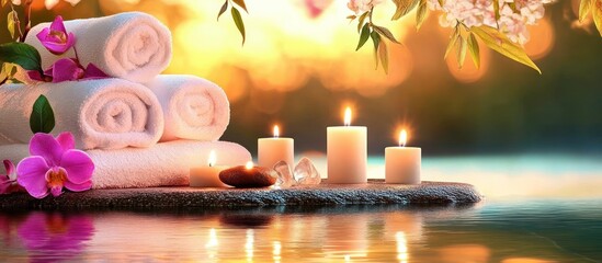 Tranquil Garden Spa Massage with Candles and Water