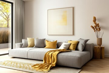 Obraz premium Cozy Scandinavian Living Room Interior Design for Hygge Home