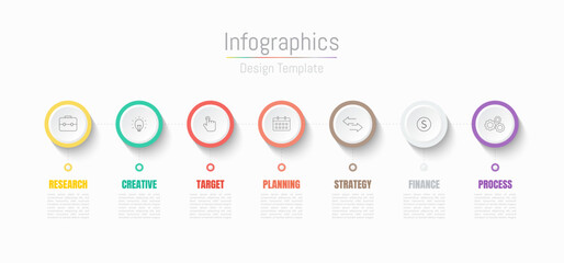 Infographic 7 options design elements for your business data. Vector Illustration.